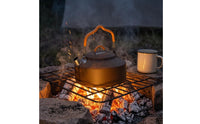 Folding Handle 1.0 L Camping Kettle Orange Grip Sleeves Stainless Steel Camping Kettle Pour Spout Camp Tea Pot Smooth Coated Finish