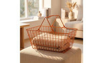 Wire Shopping Basket with Handle Portable Metal Shopping Basket with Handle Heavy Duty for Shoppers
