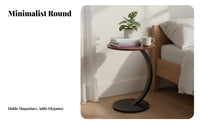 C-Shaped Side Table Minimalist Design C Shaped End Table Space Saving Sturdy Metal Base for Office
