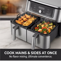 2-Pack Reusable Silicone Air Fryer Liners for Dual Zone -Rectangular Baskets Compatible with Keplin 9L, Ninja AF300UK/AF400UK, Tower - Non-Stick Accessories, Oil-Proof Inserts for Double Drawer Fryers