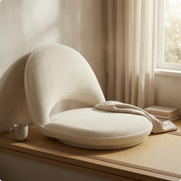 High-Resilience Sponge Lamb-Fleece Floor Chair Low-Sitting Foldable Floor Chair Cushioned Room Seat Back Support for Tatami Rooms