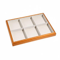 Solid Wood Frame Linen Band Holder Tray Scratch Protection Wooden Jewelry Display Tray for Dresser Top, Closet