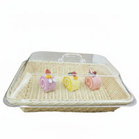 High Clarity Bread Basket with Clear Cover Long-Lasting Woven Food Basket with Clear Cover Sturdy Construction Servingware for Bakers, Cafe Owners, Market Stalls, Parties, Dining Table, Kitchen Counter