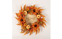 Sunflowers Floral Wreath Orange and Yellow Autumn Wreath Layered Home Decor Wall-Hanging