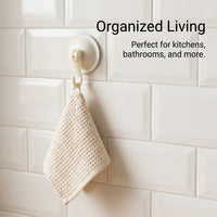 Cabinet Vacuum Hook, Heavy Duty Suction Cup Hanger for Glass Wall, Reusable Multi-Purpose Single for Renter, Organization for Bathroom & Kitchen