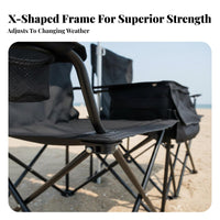 Easy Setup Portable Camp Couch Water-Resistant Material Double Folding Chair Heavy Duty Portable Double Camping Seat Storage Pockets for Campers, Beachgoers, Families, Fishing, Picnics, Backyard, Sporting Events