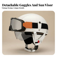 Retro Half Helmet Four-Season Vintage Half Shell Helmet Retractable Visor Motorcycle Head Cap for Women, Men, Cruising, Commuting