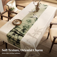 Easy to Clean Chinese Ink Painting Tablecloth Stain Resistant Asian Ink Painting Tablecloth Oil-Proof for Families, Hosts, Banquet, Outdoor