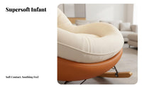 Ergonomic Design Eggshell Rocking Chair Stable and Safe Rocker Luxurious Cushioning Household Furniture Wide Seat for Homeowners, Book Lovers, Living Room, Balcony, Reading Nook, Leisure Area