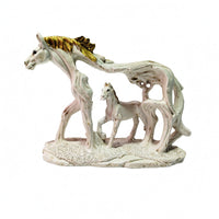 Hollow-out Resin Horse Figurine Textured Base Horse Sculpture Gold Accent Display Piece Rectangular Plinth for Study