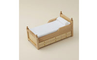 Fabric Bedding Miniature Bed with Drawers Wooden Dollhouse Single Bed Classic Furniture Cute for Collectors