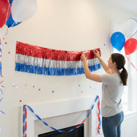 Easy to Hang Red White Blue Streamer Lightweight Patriotic Fringe Garland Picture Backdrop Ready for Independence Day, Independence Day