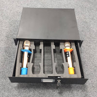 Lockable 19" 2U Drawer Travel Case, Universal Microphone Receiver Rack Drawer