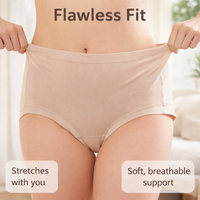 Women's High Waisted Knickers with Extended Gusset for Extra Coverage, Soft Modal Panties with Lining, Breathable Underwear