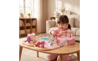 Long-Lasting Castle Train Set with Storage Box Portable Train Set with Storage Box Mixed-Material Magical for Toddlers