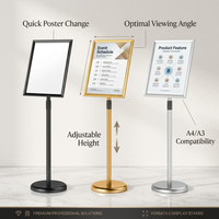 A4 Sign Holder Stand, Floor Standing Poster Stand, Adjustable Sign Holder Stand, Metal Sign Holder Floor Standing, Weighted Base Sign Holder