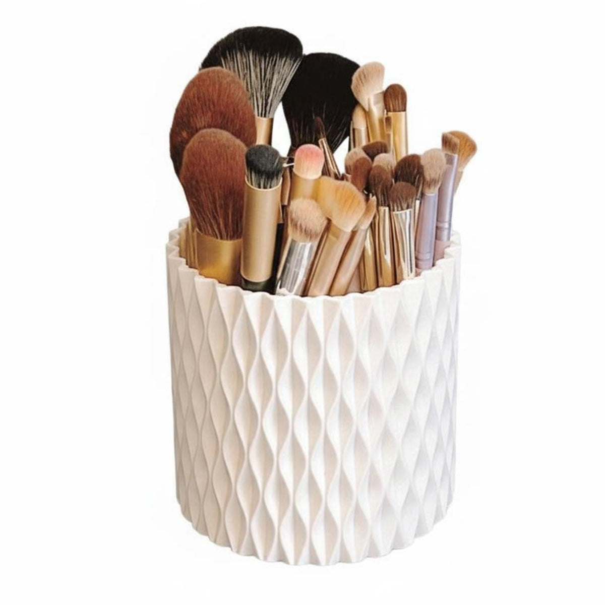 360-Degree Rotation Lidded Rotating Brush Cylinder particulateproof Rotating Brush Holder with Lid Multi-Compartment Makeup Organizer Space-Saving for cosmetic aficionados, Women, Teenagers, Desktop, Dressing Table, Vanity Table, Bedroom