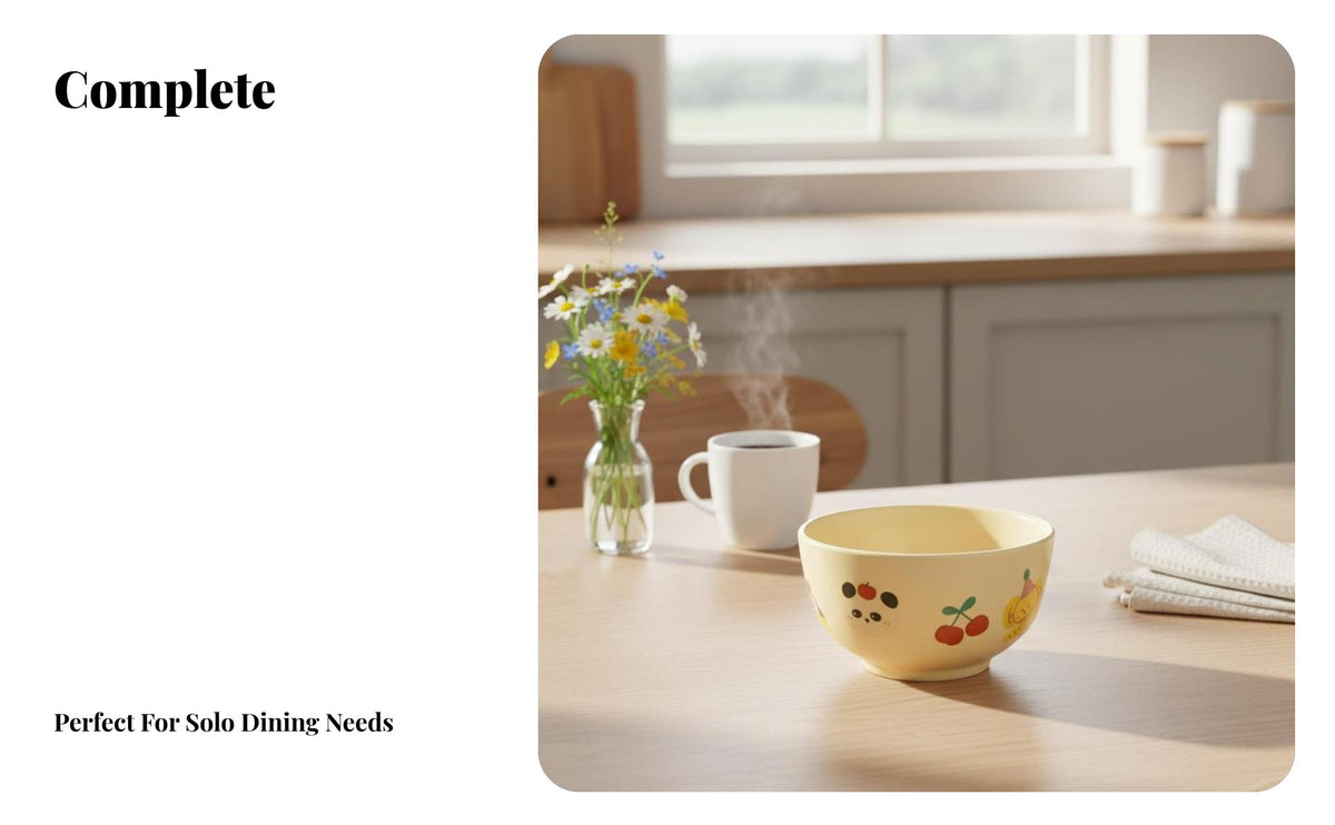 Cartoon Creature Party Ceramic Dinnerware Set, Cute Bowl Plate Chopsticks, Housewarming Gift