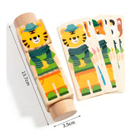 Early Education Rotating Block Learning Toy Cognitive Development Creature Rotating Game Hand-Eye Coordination Wooden Mix and Match Blocks for Toddlers, Preschoolers, Babies