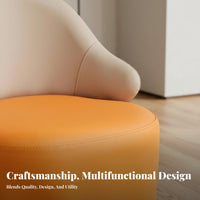 Soft Padded Seat Upholstered Round Pouf sturdy Wood Legs Round Pouf Ottoman Vintage design Low Stool Multi-Purpose for Children, Families, Entryway, Living Room, Bedroom, Nursery