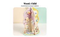 Freestanding Tree-Shaped Activity Toy Pastel Wooden Bead Maze Toy Cartoon-Style Wooden Bead Maze Smooth Finish for Children