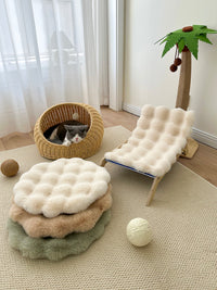 兔毛绒猫窝垫子狗窝睡眠圆形坐垫宠物床睡觉毛垫秋冬保暖猫咪地垫