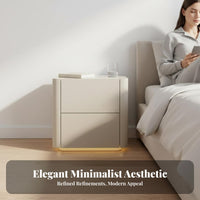 Minimalist Design Curved 2-Drawer Cabinet Modern Aesthetic Bedside Table even Finish Nightstand Rounded Corners for Homeowners, Apartment Dwellers, Adults, Bedroom, Next to Bed, Office, Hallway