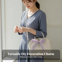 Lace Pearl Bow Keychain Korean Design Lace Bow Keychain DIY Ribbon Pearl for Women, Teenagers, Handbag Decoration, Car Keys, Daily Use