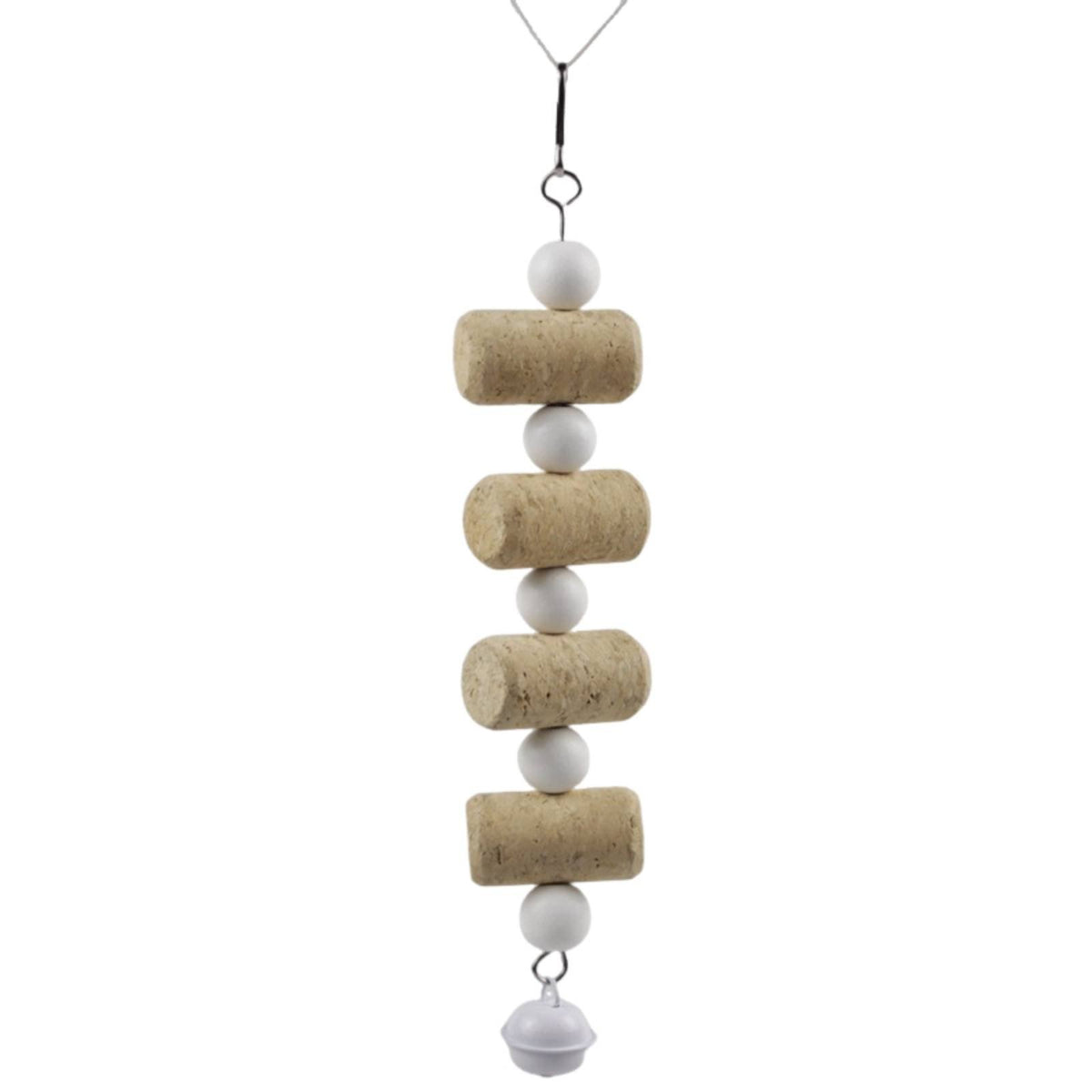 Cork Block Gnaw Toy With Bell Hanging Bird Gnaw Toy Materials Bird Shredding Skewer for Parrots, Cockatiels