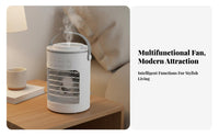 Cools and Humidifies Desktop Misting Fan 3-in-1 Function USB Cooling Fan Quiet Operation for Office Workers, Students, Bedroom, Dorm Room