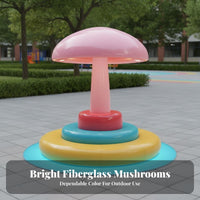 Fungi-inspiredShaped Bench Playful Design Landscape Sculpture Weather-Resistant Themed Seating for Children, Families, Green Space, Schoolyard