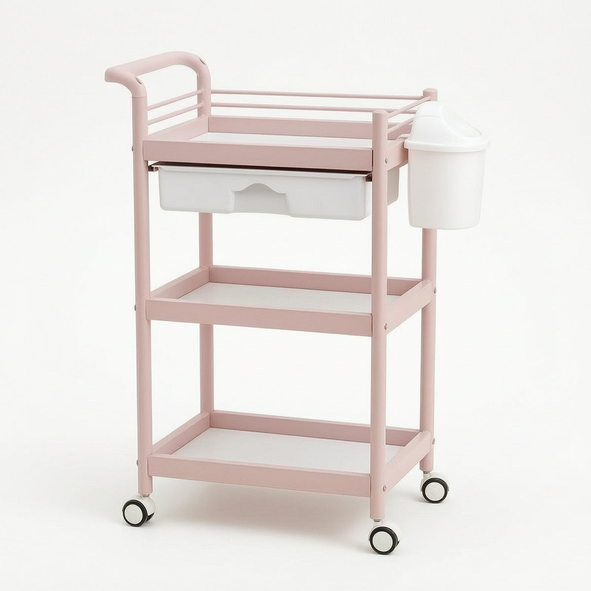 Salon Rolling Trolley Multifunctional Rolling Utility Cart with Drawer Mobile Salon Trolley Swivel 3-Tier Utility Cart Sturdy