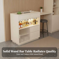 Space-Saving Extendable Bar Table Ample Storage Solid Wood Home Bar Unit Modern Aesthetic Extendable Sideboard Table Adjustable Shelves for Apartment Dwellers, Homeowners, Couples, Small Areas, Balcony, Living Room, Entryway