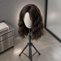 Layered Shoulder Length Curly Hairpiece Voluminous Synthetic Wavy Hairpiece Breathable Mesh Beauty Accessory Natural-Looking