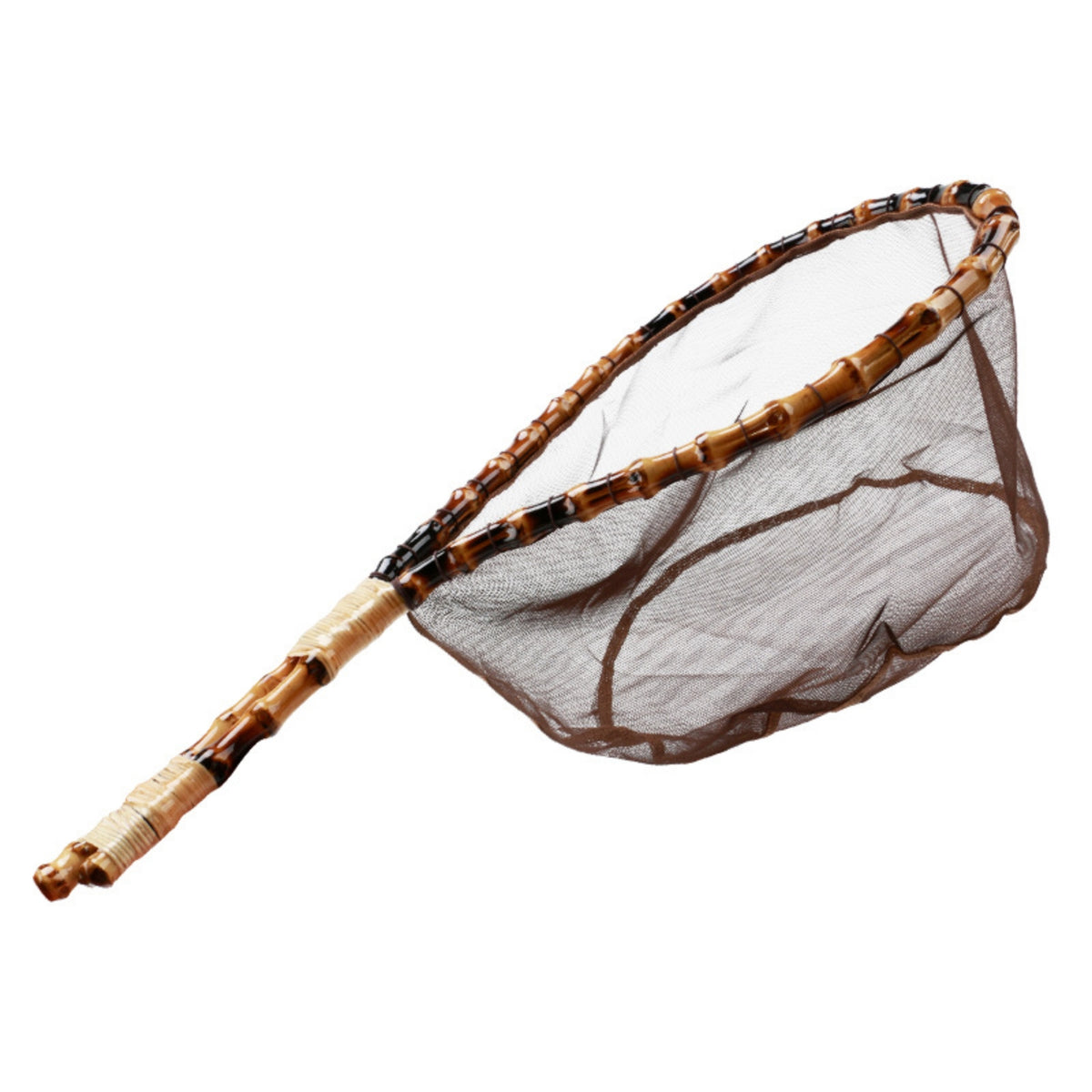 Bamboo Landing Net Deep Bag Handheld Fishing Net Fine Mesh Sturdy for Anglers