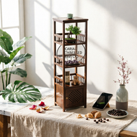 Storage Rack Cabinet Tall Display Rack with Cabinet Freestanding for Hallway