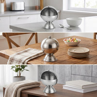 Silver-Toned Stainless Steel Storage Jar Round Jar with Flip-Top Lid Sturdy Spherical Storage Container Modern for Countertop