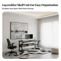 Z-Leg Gaming Desk Multitier Storage Computer Table Ergonomic Design for ptiers