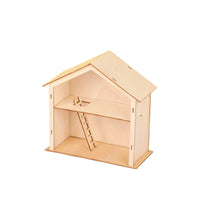 Assembly Cottage with Ladder Unfinished Wooden Woodcraft Two-Tier Miniature Wooden house for Hobbyists