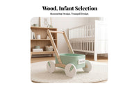 Children's Mobility Aid Motor Skills Slanted Frame Wooden Infant Push Cart Toy Storage Push Cart  for Young Children