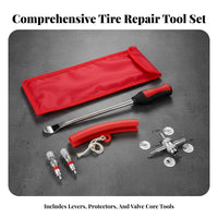 Motorcycle Tire Removal Tools Heavy-Duty Steel Tire Lever Spoon Set Multi-Functional Wheel Rim Protector Tool Set for Roadside Emergency, Garage