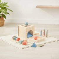 Wooden Sorting Box with Geometric Pieces Preschool Educational Toy with Interchangeable Boards Color Matching Educational Sorting Toy for Playroom