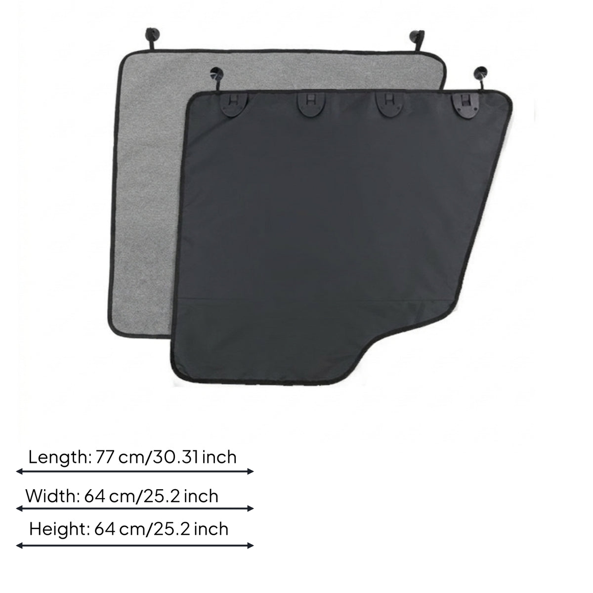 2 Pieces Gray Interior Pet Car Door Cover Black Trim Car Door Pet Mat Dark Backing Contoured Edge