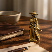 Miniature Brass Female Knight Figurine for Micro Landscape Bonsai Aquascape