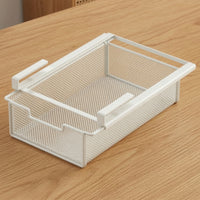 Beneath-Desk Hanging Basket Pull-out Hanging Desk Organizer Space-Saving for Telecommuters, Students, Home Office, Dorm Room