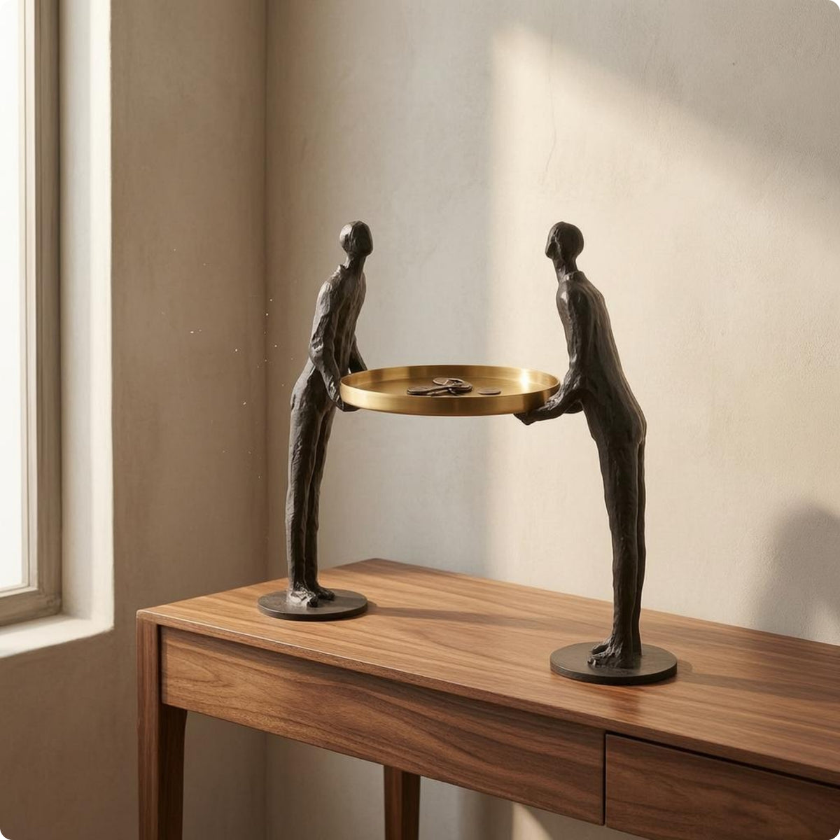 Sculptural Key Holder Tabletop Decorative Key Holder Versatile Gold Finish