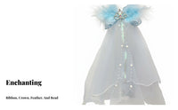 Princess Ribbon Hair Fastener Fairy Look Tulle Ribbon Hair Fastener Crown Feather Barrette Elegant Design Headdress Perfect Gift