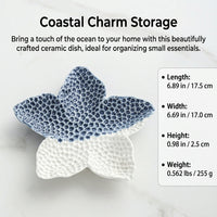 Bathroom Decor Trinket Dish with Glazed Finish, Coastal Room Jewellery Tray for Keys and Accessories, High Temperature Ceramic Decorative