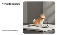 Japanese Dog Figurine Cute Pose Japanese Dog Statue Thoughtful Gift Realistic Model with Leash for Bookshelf Display