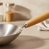 Stainless Steel Wok No Coating Chinese Wok Rust Resistant for Chefs